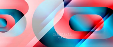 Çizgiler ve modern formlarla vektör geometrik arkaplan. Soyut yuvarlak şekiller, gölge ve ışık efektleri ile akışkan eğimli