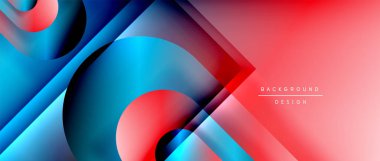 Çizgiler ve modern formlarla vektör geometrik arkaplan. Soyut yuvarlak şekiller, gölge ve ışık efektleri ile akışkan eğimli