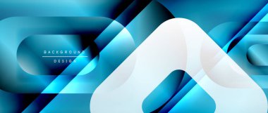 Çizgiler ve modern formlarla vektör geometrik arkaplan. Soyut yuvarlak şekiller, gölge ve ışık efektleri ile akışkan eğimli