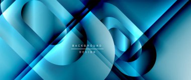 Çizgiler ve modern formlarla vektör geometrik arkaplan. Soyut yuvarlak şekiller, gölge ve ışık efektleri ile akışkan eğimli