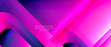 Çizgiler ve modern formlarla vektör geometrik arkaplan. Soyut yuvarlak şekiller, gölge ve ışık efektleri ile akışkan eğimli