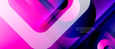 Çizgiler ve modern formlarla vektör geometrik arkaplan. Soyut yuvarlak şekiller, gölge ve ışık efektleri ile akışkan eğimli