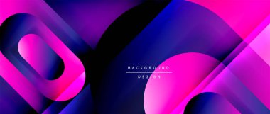 Çizgiler ve modern formlarla vektör geometrik arkaplan. Soyut yuvarlak şekiller, gölge ve ışık efektleri ile akışkan eğimli