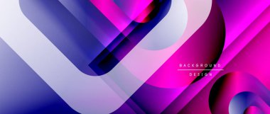 Çizgiler ve modern formlarla vektör geometrik arkaplan. Soyut yuvarlak şekiller, gölge ve ışık efektleri ile akışkan eğimli