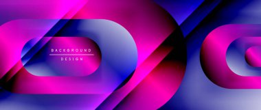 Çizgiler ve modern formlarla vektör geometrik arkaplan. Soyut yuvarlak şekiller, gölge ve ışık efektleri ile akışkan eğimli