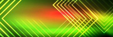Parlak neon parlayan tekno çizgiler, kare şekilli ileri teknoloji soyut arka plan şablonu