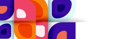 Soyut yuvarlak şekiller ve gölge efektleri tekrarlanan vektör modern geometrik arkaplan kümesi