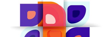 Soyut yuvarlak şekiller ve gölge efektleri tekrarlanan vektör modern geometrik arkaplan kümesi