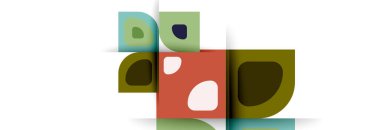 Soyut yuvarlak şekiller ve gölge efektleri tekrarlanan vektör modern geometrik arkaplan kümesi