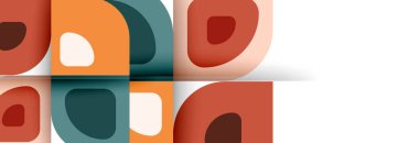 Soyut yuvarlak şekiller ve gölge efektleri tekrarlanan vektör modern geometrik arkaplan kümesi