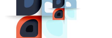 Soyut yuvarlak şekiller ve gölge efektleri tekrarlanan vektör modern geometrik arkaplan kümesi