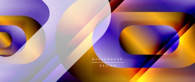 Çizgiler ve modern formlarla vektör geometrik arkaplan. Soyut yuvarlak şekiller, gölge ve ışık efektleri ile akışkan eğimli