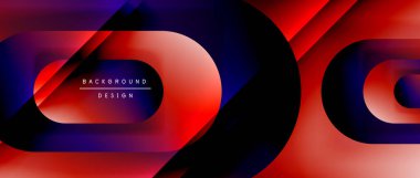 Çizgiler ve modern formlarla vektör geometrik arkaplan. Soyut yuvarlak şekiller, gölge ve ışık efektleri ile akışkan eğimli