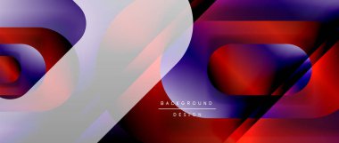 Çizgiler ve modern formlarla vektör geometrik arkaplan. Soyut yuvarlak şekiller, gölge ve ışık efektleri ile akışkan eğimli