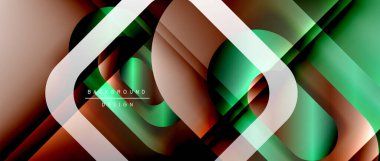 Çizgiler ve modern formlarla vektör geometrik arkaplan. Soyut yuvarlak şekiller, gölge ve ışık efektleri ile akışkan eğimli