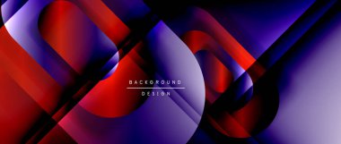 Çizgiler ve modern formlarla vektör geometrik arkaplan. Soyut yuvarlak şekiller, gölge ve ışık efektleri ile akışkan eğimli