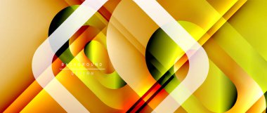 Çizgiler ve modern formlarla vektör geometrik arkaplan. Soyut yuvarlak şekiller, gölge ve ışık efektleri ile akışkan eğimli