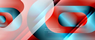 Çizgiler ve modern formlarla vektör geometrik arkaplan. Soyut yuvarlak şekiller, gölge ve ışık efektleri ile akışkan eğimli