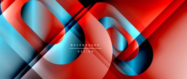 Çizgiler ve modern formlarla vektör geometrik arkaplan. Soyut yuvarlak şekiller, gölge ve ışık efektleri ile akışkan eğimli