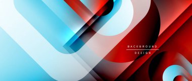 Çizgiler ve modern formlarla vektör geometrik arkaplan. Soyut yuvarlak şekiller, gölge ve ışık efektleri ile akışkan eğimli