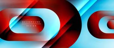 Çizgiler ve modern formlarla vektör geometrik arkaplan. Soyut yuvarlak şekiller, gölge ve ışık efektleri ile akışkan eğimli