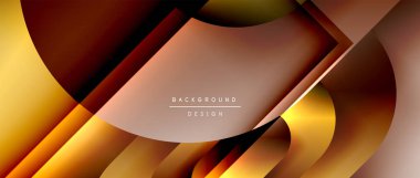 Çizgiler ve modern formlarla vektör geometrik arkaplan. Soyut yuvarlak şekiller, gölge ve ışık efektleri ile akışkan eğimli