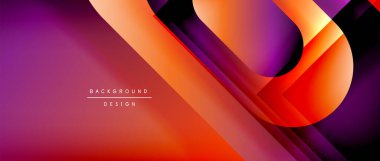 Çizgiler ve modern formlarla vektör geometrik arkaplan. Soyut yuvarlak şekiller, gölge ve ışık efektleri ile akışkan eğimli