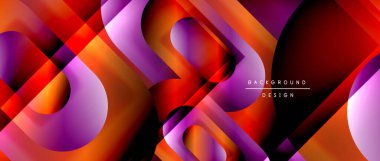 Çizgiler ve modern formlarla vektör geometrik arkaplan. Soyut yuvarlak şekiller, gölge ve ışık efektleri ile akışkan eğimli