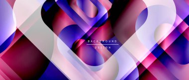 Çizgiler ve modern formlarla vektör geometrik arkaplan. Soyut yuvarlak şekiller, gölge ve ışık efektleri ile akışkan eğimli