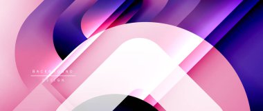 Çizgiler ve modern formlarla vektör geometrik arkaplan. Soyut yuvarlak şekiller, gölge ve ışık efektleri ile akışkan eğimli