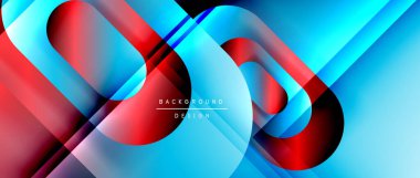 Çizgiler ve modern formlarla vektör geometrik arkaplan. Soyut yuvarlak şekiller, gölge ve ışık efektleri ile akışkan eğimli