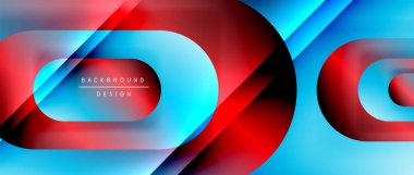 Çizgiler ve modern formlarla vektör geometrik arkaplan. Soyut yuvarlak şekiller, gölge ve ışık efektleri ile akışkan eğimli