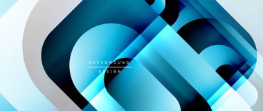 Çizgiler ve modern formlarla vektör geometrik arkaplan. Soyut yuvarlak şekiller, gölge ve ışık efektleri ile akışkan eğimli