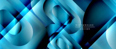 Çizgiler ve modern formlarla vektör geometrik arkaplan. Soyut yuvarlak şekiller, gölge ve ışık efektleri ile akışkan eğimli