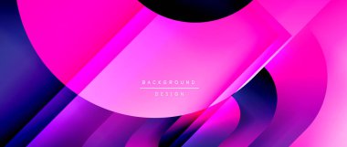 Çizgiler ve modern formlarla vektör geometrik arkaplan. Soyut yuvarlak şekiller, gölge ve ışık efektleri ile akışkan eğimli