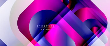 Çizgiler ve modern formlarla vektör geometrik arkaplan. Soyut yuvarlak şekiller, gölge ve ışık efektleri ile akışkan eğimli