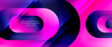 Çizgiler ve modern formlarla vektör geometrik arkaplan. Soyut yuvarlak şekiller, gölge ve ışık efektleri ile akışkan eğimli