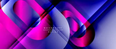 Çizgiler ve modern formlarla vektör geometrik arkaplan. Soyut yuvarlak şekiller, gölge ve ışık efektleri ile akışkan eğimli