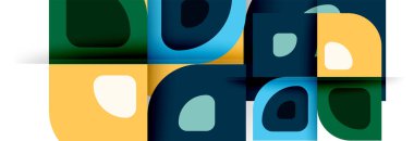 Soyut yuvarlak şekiller ve gölge efektleri tekrarlanan vektör modern geometrik arkaplan kümesi