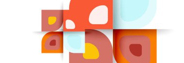 Soyut yuvarlak şekiller ve gölge efektleri tekrarlanan vektör modern geometrik arkaplan kümesi