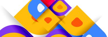 Soyut yuvarlak şekiller ve gölge efektleri tekrarlanan vektör modern geometrik arkaplan kümesi