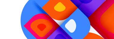 Soyut yuvarlak şekiller ve gölge efektleri tekrarlanan vektör modern geometrik arkaplan kümesi