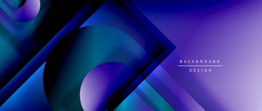 Çizgiler ve modern formlarla vektör geometrik arkaplan. Soyut yuvarlak şekiller, gölge ve ışık efektleri ile akışkan eğimli