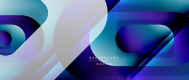 Çizgiler ve modern formlarla vektör geometrik arkaplan. Soyut yuvarlak şekiller, gölge ve ışık efektleri ile akışkan eğimli