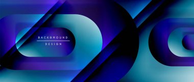 Çizgiler ve modern formlarla vektör geometrik arkaplan. Soyut yuvarlak şekiller, gölge ve ışık efektleri ile akışkan eğimli