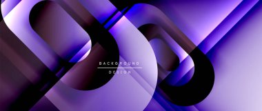 Çizgiler ve modern formlarla vektör geometrik arkaplan. Soyut yuvarlak şekiller, gölge ve ışık efektleri ile akışkan eğimli