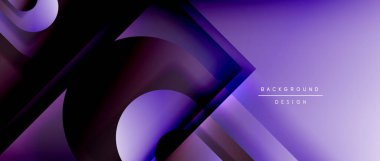 Çizgiler ve modern formlarla vektör geometrik arkaplan. Soyut yuvarlak şekiller, gölge ve ışık efektleri ile akışkan eğimli