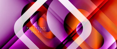 Çizgiler ve modern formlarla vektör geometrik arkaplan. Soyut yuvarlak şekiller, gölge ve ışık efektleri ile akışkan eğimli