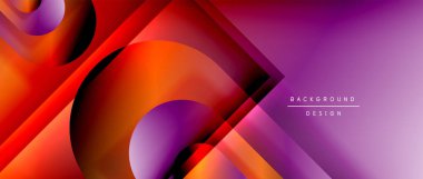 Çizgiler ve modern formlarla vektör geometrik arkaplan. Soyut yuvarlak şekiller, gölge ve ışık efektleri ile akışkan eğimli