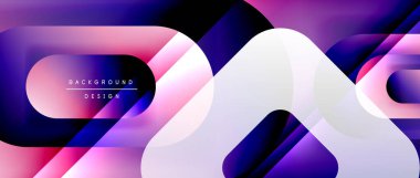 Çizgiler ve modern formlarla vektör geometrik arkaplan. Soyut yuvarlak şekiller, gölge ve ışık efektleri ile akışkan eğimli